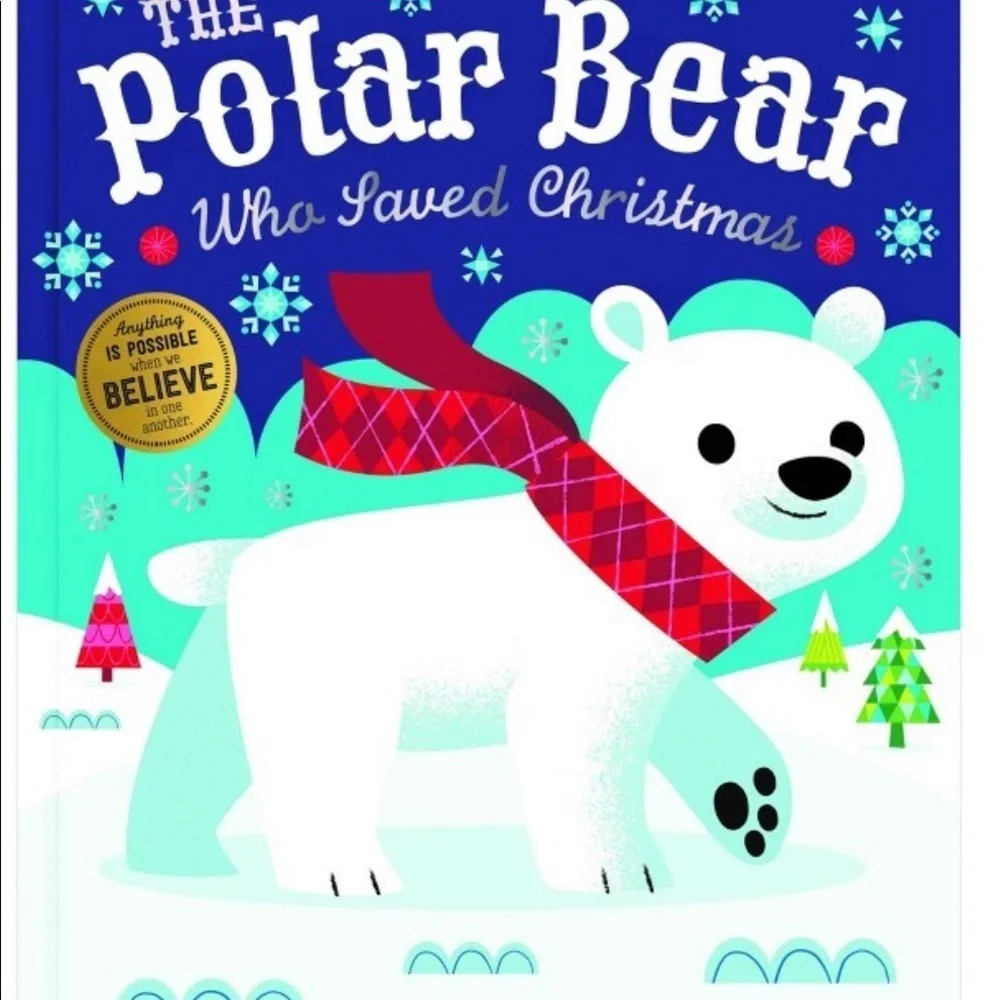 2 brand new large padded hard back Christmas books for kids Santa polar bear 4-8
